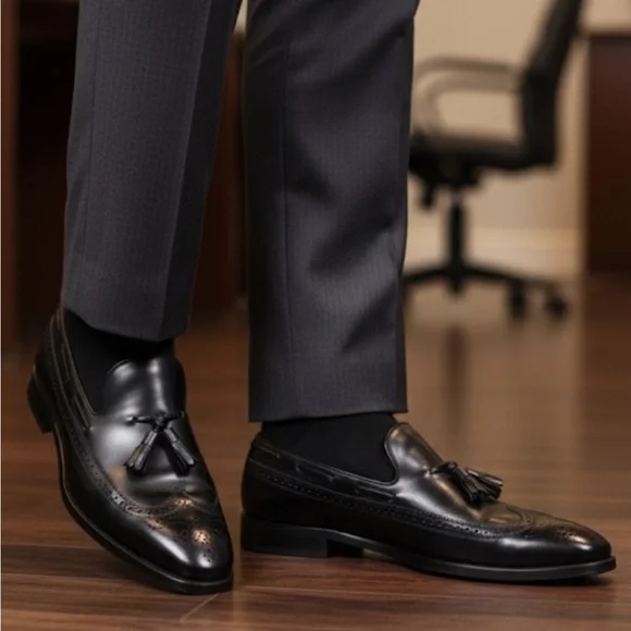 ALLEN EDMONDS BERWICK WINGTIP Tassle SLIP ON LEATHER LOAFER SHOE 10D - Picture 1 of 13